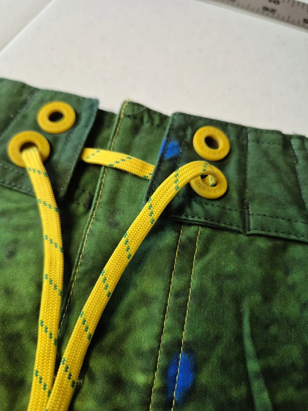 Men's Yellow & Green Gradient Swim Board Shorts with Blue Spot Pattern 4363/7
